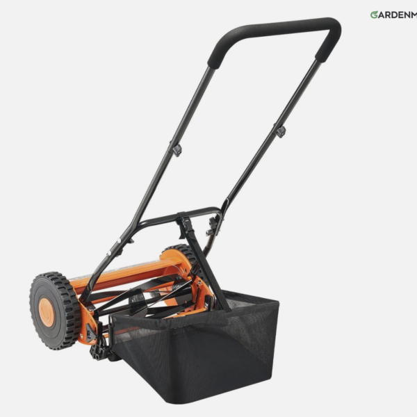 GARDENMORA 16" Manual Push Reel Lawn Mower 5-Blade Adjustable Grass Catcher 2 Wheels